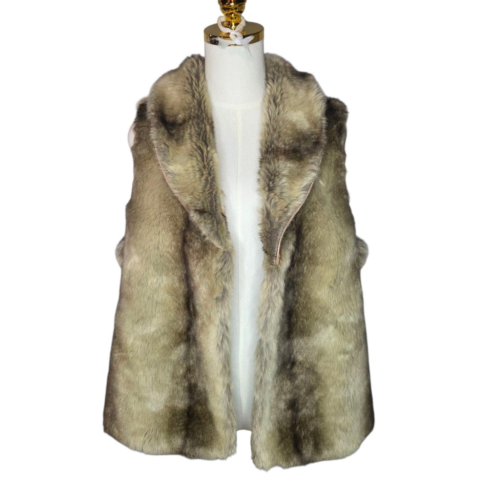 Fenn Wright Manson Women's Faux Fur Vest Tan Brown Sleeveless New with Tags XL - Picture 5 of 5